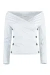 Philosophy Di Lorenzo Serafini Modern Crepe Blouse With Side Button Fastening In Blue
