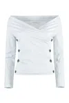 Philosophy Di Lorenzo Serafini Modern Crepe Blouse With Side Button Fastening In Blue