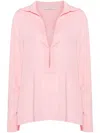 Philosophy Di Lorenzo Serafini Pink Shirt With Open Collar And V Neck In Stretch Viscose Woman In Pink