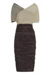 Philosophy Di Lorenzo Serafini Elegant Crossover Crepe Mini Dress In Grey