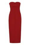 Philosophy Di Lorenzo Serafini Red Midi Bustier Dress With Draped Detail In Fabric Woman In Red