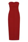 Philosophy Di Lorenzo Serafini Red Midi Bustier Dress With Draped Detail In Fabric Woman In Red