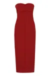 Philosophy Di Lorenzo Serafini Red Midi Bustier Dress With Draped Detail In Fabric Woman In Red