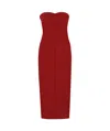 Philosophy Di Lorenzo Serafini Red Midi Bustier Dress With Draped Detail In Fabric Woman In Red