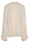 Philosophy Di Lorenzo Serafini Silk Blend Georgette Cape Shirt In Beige