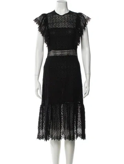 Pre-owned Philosophy Di Lorenzo Serafini Crew Neck Midi Length Dress In Black