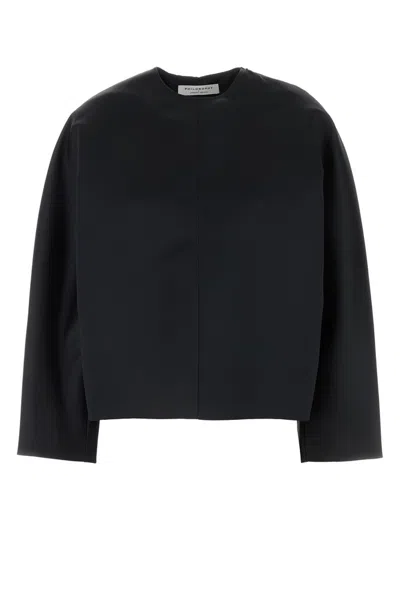 Philosophy Di Lorenzo Serafini Crewneck Drop Shoulder Blouse In Black