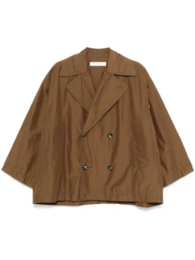 Philosophy Di Lorenzo Serafini Crinkled Trench Jacket In Brown