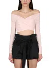 Philosophy Di Lorenzo Serafini Wrap Detail Off-shoulder Crop Top In Pink