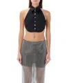 Philosophy Di Lorenzo Serafini Pleat-detail Satin Crop Top In Black