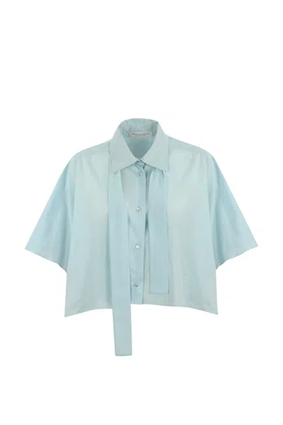 Philosophy Di Lorenzo Serafini Cropped Cotton Shirt In Azul