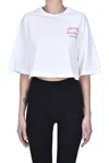 Philosophy Di Lorenzo Serafini Cropped Designer Logo T-shirt In White