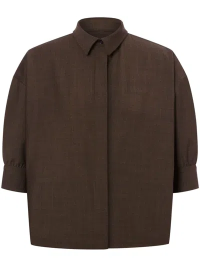 Philosophy Di Lorenzo Serafini Cropped Short-sleeve Shirt In Brown