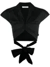 Philosophy Di Lorenzo Serafini Cropped Taffeta Blouse In Black