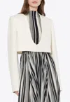 Philosophy Di Lorenzo Serafini Cropped V-neck Blazer In Ivory