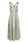 Philosophy Di Lorenzo Serafini Knee Length Square Neckline Satin Dress In Green