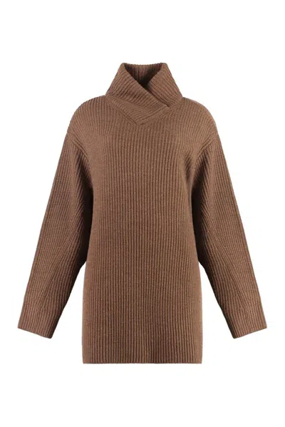 Philosophy Di Lorenzo Serafini Crossover Neck Drop Shoulder Jumper In Brown