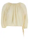Philosophy Di Lorenzo Serafini White Top With Gathers And Elastic Waist With Drawstring In Tech Fabric Woman In Yellow