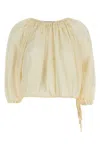 Philosophy Di Lorenzo Serafini White Top With Gathers And Elastic Waist With Drawstring In Tech Fabric Woman
