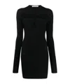 Philosophy Di Lorenzo Serafini Mini Black Ribbed Dress With Cut-out Details At The Front In Viscose Blend In Black