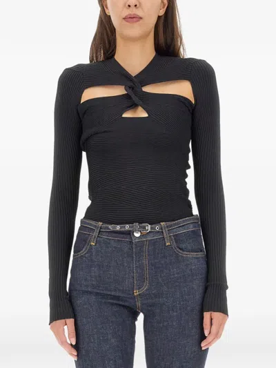 Philosophy Di Lorenzo Serafini Mesh Top With Cut-out Front Details For Women In Black