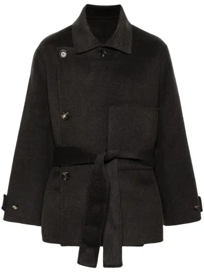 Philosophy Di Lorenzo Serafini Dark Grey Felted Wool Double-breasted Coat