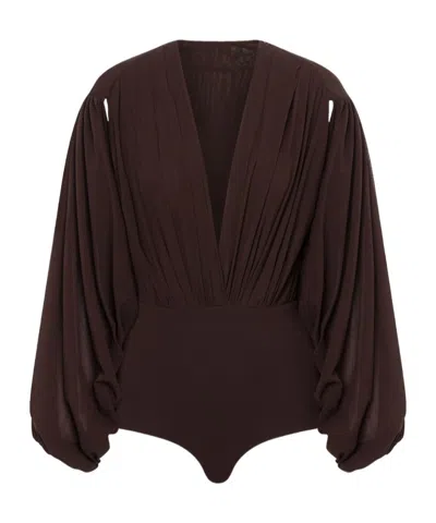 Philosophy Di Lorenzo Serafini Deep V-neck Jumpsuit In Brown