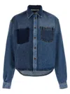 Philosophy Di Lorenzo Serafini Blue Shirt With Classic Collar And Logo Detail On The Pocket In Denim Woman In Blue