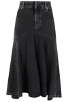 Philosophy Di Lorenzo Serafini High-rise Bleached Midi Skirt In Denim Black