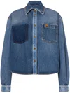Philosophy Di Lorenzo Serafini Blue Shirt With Classic Collar And Logo Detail On The Pocket In Denim Woman In Blue