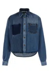 Philosophy Di Lorenzo Serafini Blue Shirt With Classic Collar And Logo Detail On The Pocket In Denim Woman In Blue
