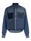 Philosophy Di Lorenzo Serafini Blue Shirt With Classic Collar And Logo Detail On The Pocket In Denim Woman In Blue