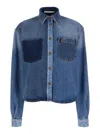 Philosophy Di Lorenzo Serafini Blue Shirt With Classic Collar And Logo Detail On The Pocket In Denim Woman In Fantasiablu