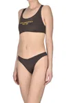 Shop Philosophy Di Lorenzo Serafini Designer Logo Print Bikini. In Dark Brown
