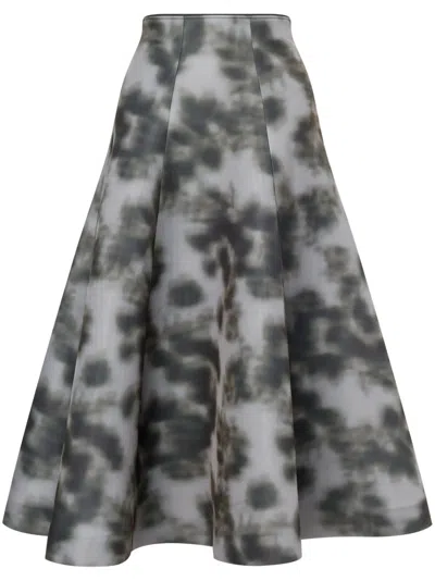 Philosophy Di Lorenzo Serafini Digital-print Full Midi Skirt In Grey