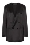 Philosophy Di Lorenzo Serafini Double-breasted Blazer With Structured Shoulders And Sheen In Black