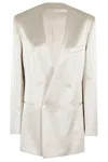 Shop Philosophy Di Lorenzo Serafini Double-breasted Ivory Duchess Blazer