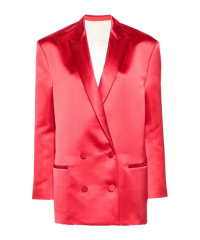 PHILOSOPHY DI LORENZO SERAFINI DOUBLE-BREASTED SATIN BLAZER