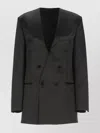 Philosophy Di Lorenzo Serafini Double-breasted Blazer With Structured Shoulders And Sheen In Black
