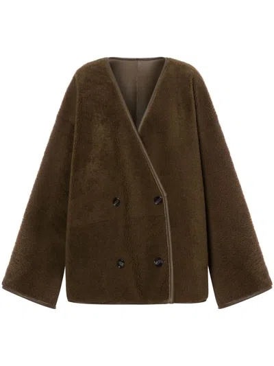 Philosophy Di Lorenzo Serafini Double-breasted Shearling Coat In 褐色