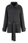 Philosophy Di Lorenzo Serafini Dark Grey Felted Wool Double-breasted Coat