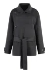 Philosophy Di Lorenzo Serafini Dark Grey Felted Wool Double-breasted Coat In Grey