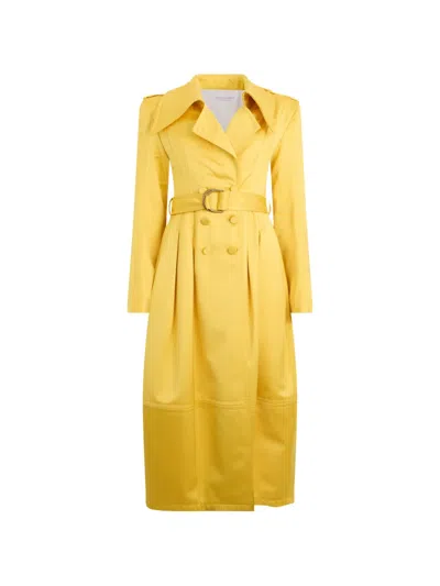 Philosophy Di Lorenzo Serafini Double-breasted Trench Coat In Yellow