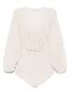 Philosophy Di Lorenzo Serafini Pleated Bodysuit In Neutrals