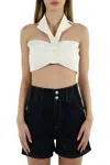 Philosophy Di Lorenzo Serafini Draped Crop Top In Stretch Poplin In White In White