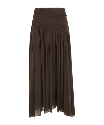 Philosophy Di Lorenzo Serafini Draped-detail Pleated Asymmetric Skirt In Brown