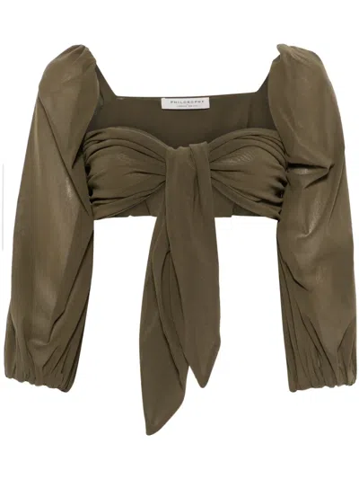 Philosophy Di Lorenzo Serafini Draped-detail Top In Green