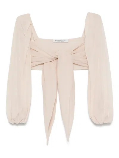 Philosophy Di Lorenzo Serafini Draped-detail Top In Neutrals