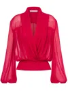Philosophy Di Lorenzo Serafini Draped Sheer Blouse In Red