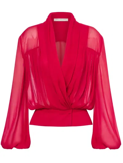 Philosophy Di Lorenzo Serafini Draped Sheer Blouse In Red